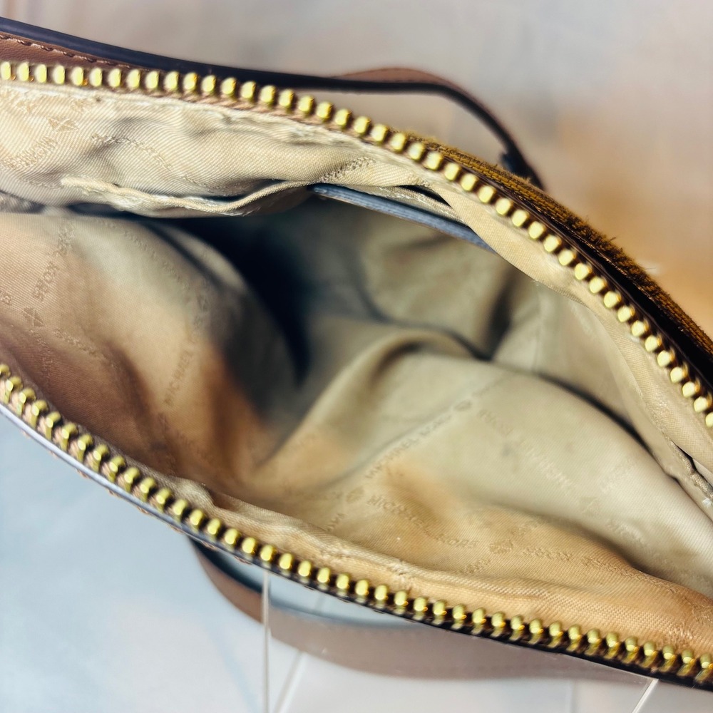 Michael Kors Crossbody Bag Yellow Monogram MK Logo Messenger Purse - Picture 11 of 12